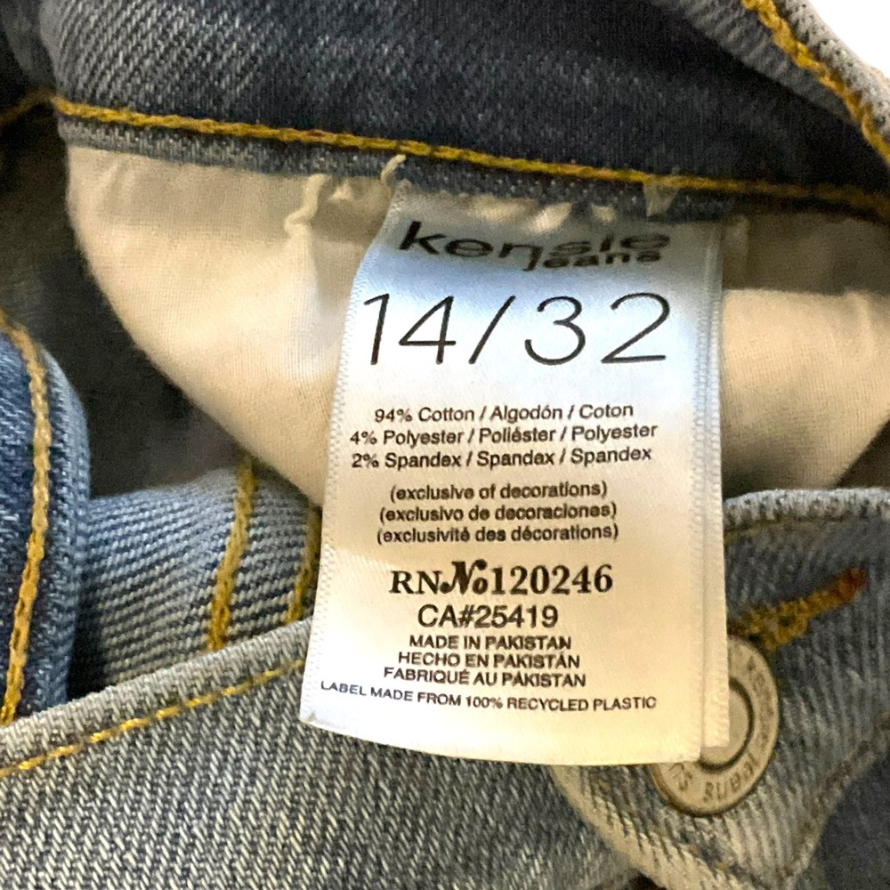 Kensie Jeans The Juliet High Rise Slim Vintage Luxe Blue Frayed Hem Jeans 14/32 - Picture 6 of 8